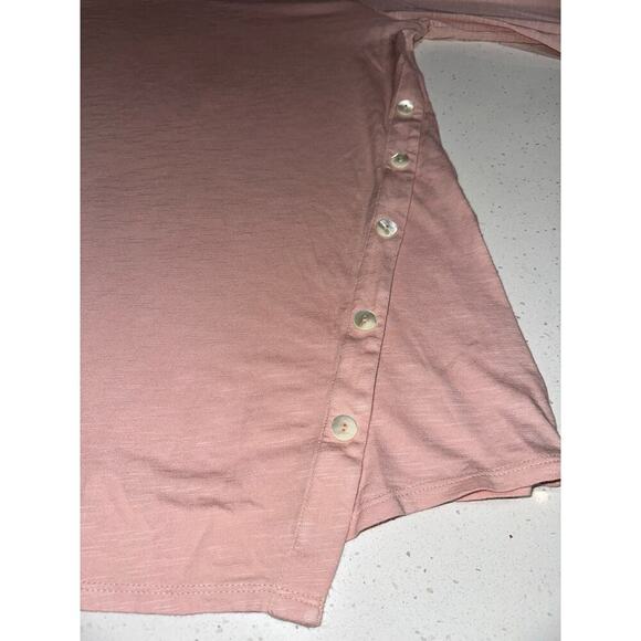Pure Jill Asymmetric Button Tunic Top Pink MP 3/4 sleeves lightweight casual - Picture 5 of 11
